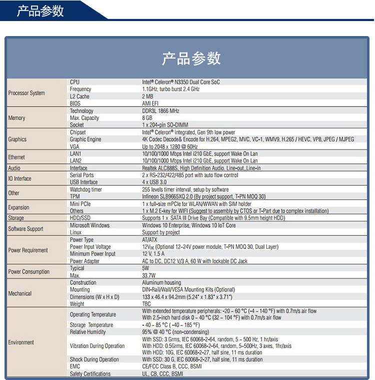 全新研華 無(wú)風(fēng)扇嵌入式工控機(jī) 超緊湊ARK-1000系列 ARK-1124U
