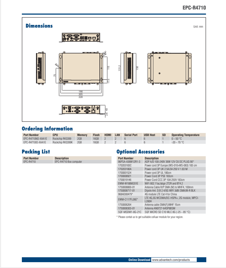 研華EPC-R4710 Rockchip RK3399 嵌入式工控機，