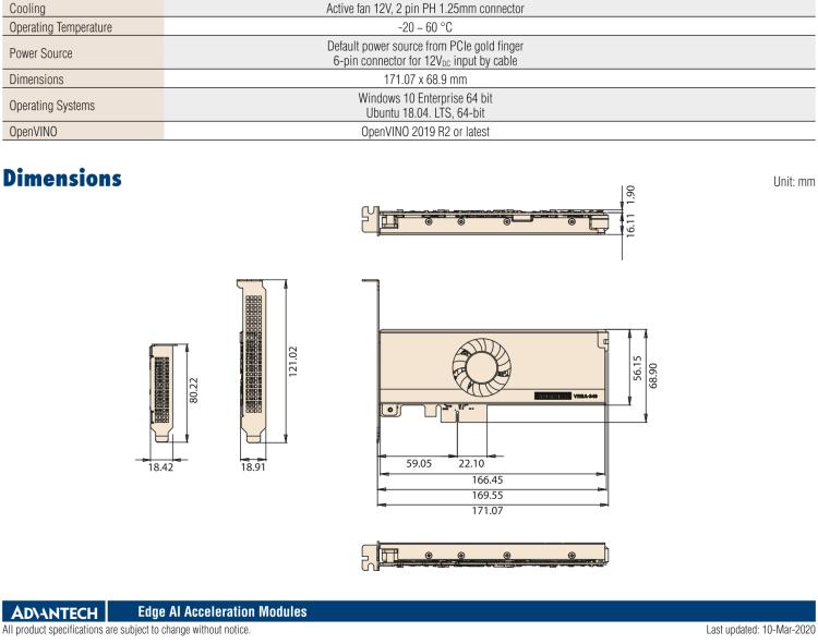 研華VEGA-340 基于Intel Movidius? Myriad? X VPU，PCIe x4 Edge AI 模塊，VPU*4 or VPU*8