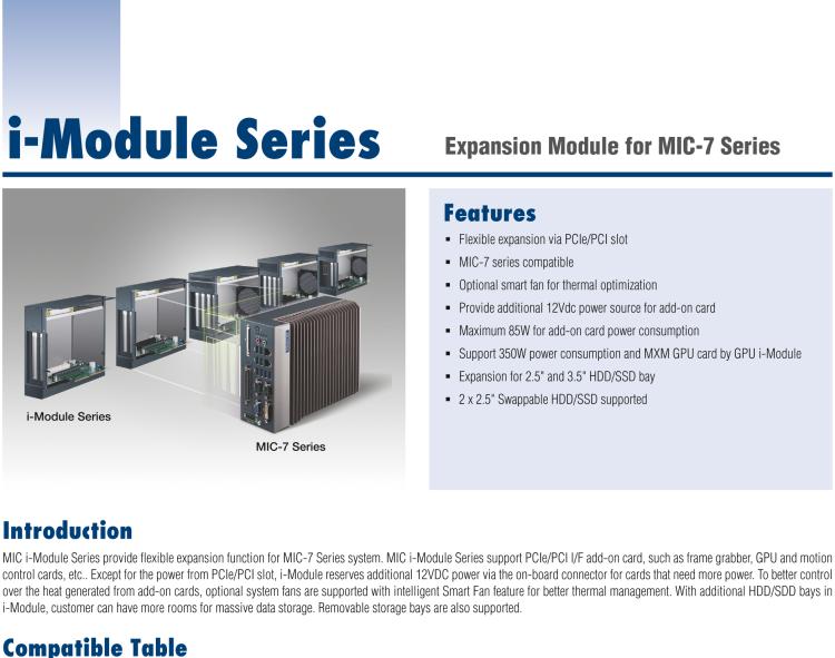 研華MIC-75M40 帶1個PCIe x8、3個PCIe x4的4插槽擴(kuò)展i-Module