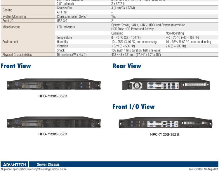 研華HPC-7120S 1U 上架式服務(wù)器短機(jī)箱，適用Micro ATX/ATX 服務(wù)器主板，支持1*全高/半長(zhǎng)PCIe x16擴(kuò)展插槽