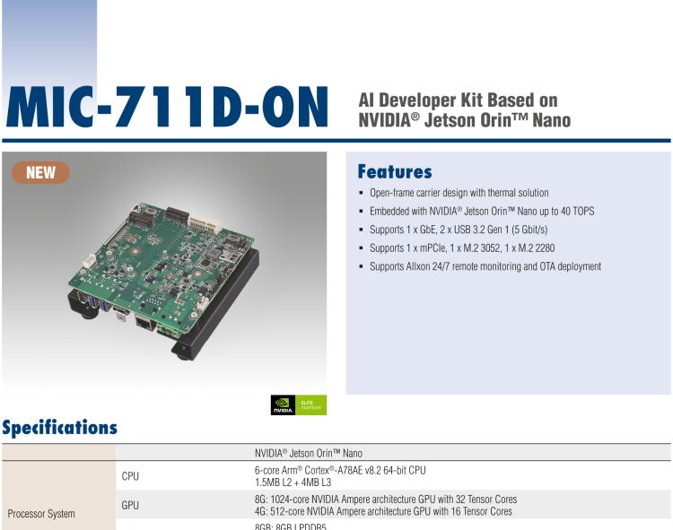 研華MIC-711D-ON NVIDIA? Jetson Orin? Nano 開(kāi)發(fā)套件