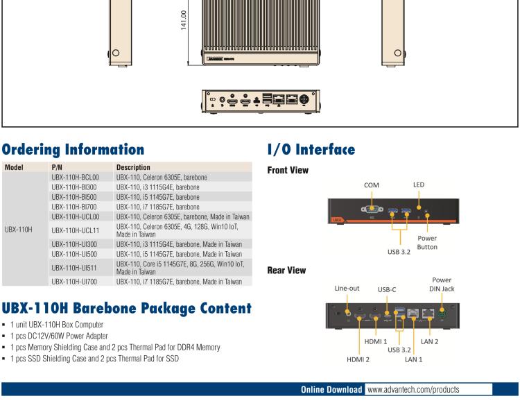研華UBX-110 研華 UBX-110 是一臺工業(yè)級微型計算機，適用于辦公室、零售應(yīng)用等。內(nèi)置 Intel Tiger Lake 系列處理器提升系統(tǒng)性能和工作效率。