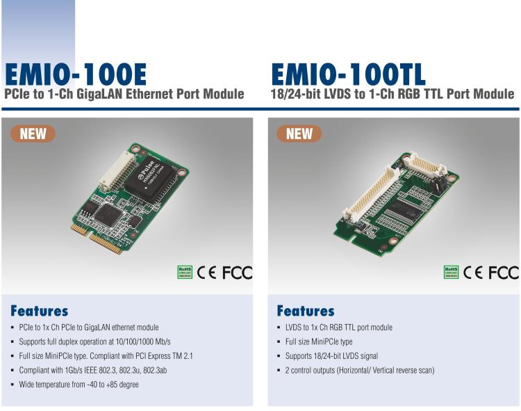 研華EMIO-100E GigaLAN 以太網(wǎng)模塊、1-Ch、PCIe I/F