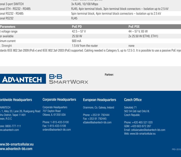 研華BB-SR30319125-SWH LTE 路由器、5E、USB、2I/O、SD、2S、帶 Wifi、PD、SL、Acc、SWH
