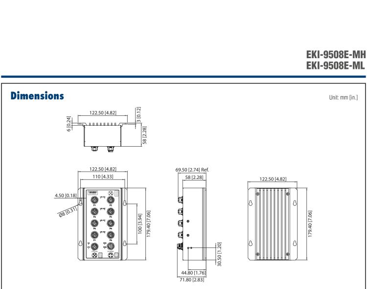 研華EKI-9508E-MH 8個百兆M12端口非網(wǎng)管EN50155交換機(jī)， 支持72/96/110 VDC供電