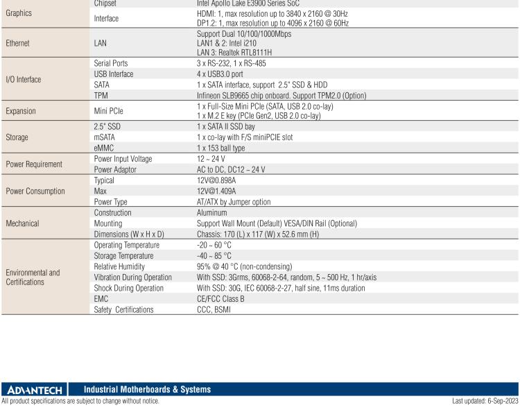 研華EPC-U2217 Intel Atom第六代Apollo Lake無風(fēng)扇嵌入式工控機(jī)，3LAN，板載eMMC，CANBUS