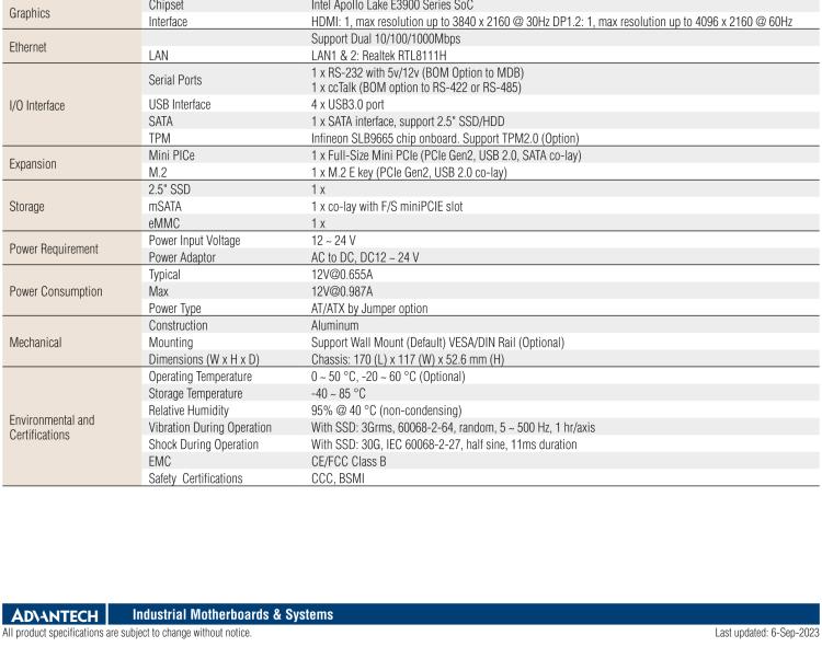 研華EPC-U2117 Intel Atom第六代Apollo Lake無風(fēng)扇嵌入式工控機(jī)，板載eMMC，CANBUS