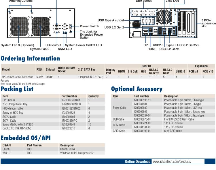 研華EPC-B3588 適配Intel 第12代 Core i 系列處理器，搭載Q670E芯片組。可搭配NVIDIA? RTX-A4500顯卡。3U高度，提供高端圖像處理應(yīng)用的解決方案。