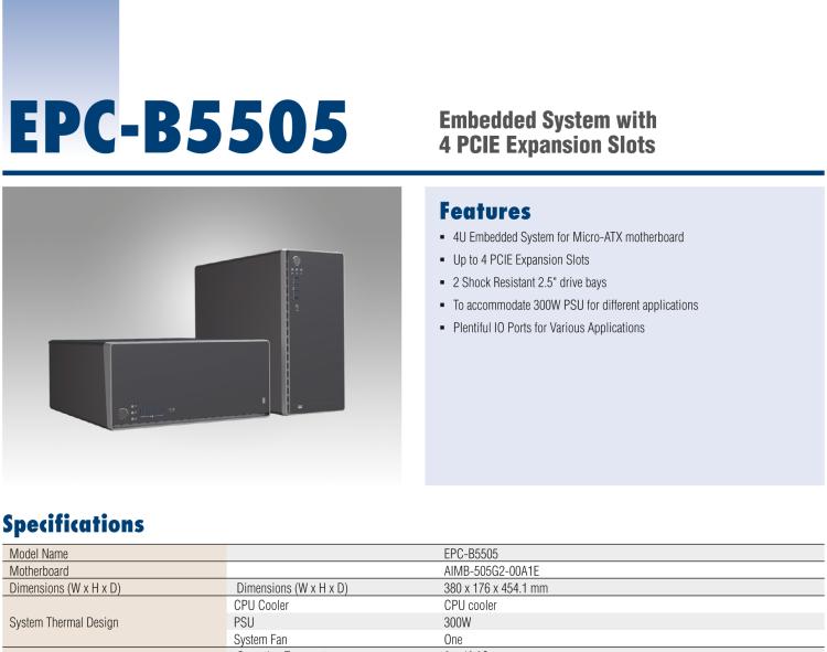 研華EPC-B5505 適配Intel? 第6/7代 Core ? i/Xeon E3系列處理器，搭載H110芯片組。標(biāo)準(zhǔn)4U上架，廣泛適用于各種行業(yè)。