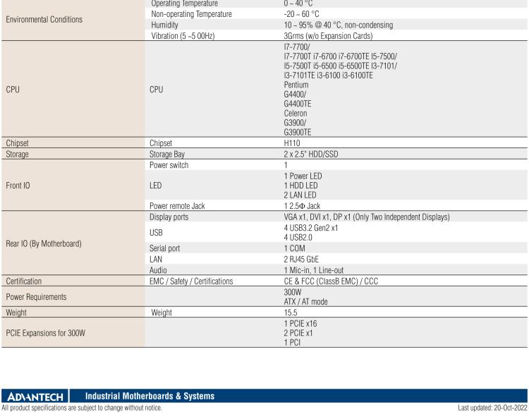 研華EPC-B5505 適配Intel? 第6/7代 Core ? i/Xeon E3系列處理器，搭載H110芯片組。標(biāo)準(zhǔn)4U上架，廣泛適用于各種行業(yè)。