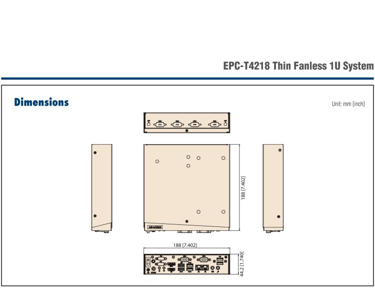 研華EPC-T4218 適配Intel 第8代 賽揚(yáng)/凌動(dòng)系列處理器。1U超薄高度，無風(fēng)扇系統(tǒng)，性能強(qiáng)勁，性價(jià)比高。