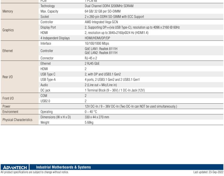 研華EPC-T3229 適配AMD V2748 處理器。擁有1個(gè)全高PCIe擴(kuò)展位，1U高度，支持上架。適用于邊緣AI等行業(yè)。