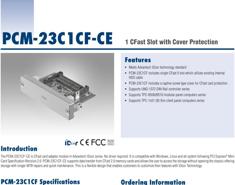 研華PCM-23C1CF 1插口CFast插槽，帶保護(hù)蓋