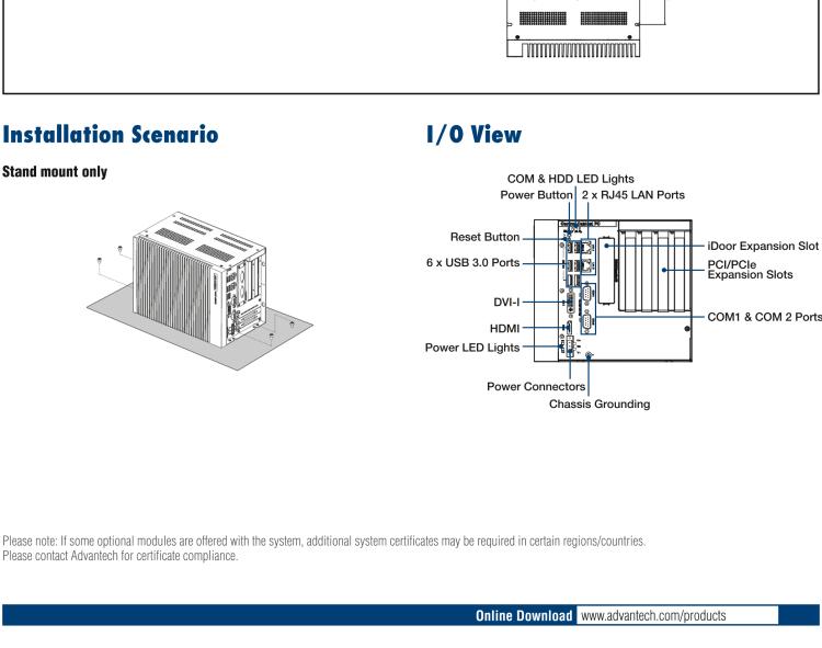研華UNO-3285C 搭配Intel? Core?處理器，4×PCI(e) 擴展槽，2 x GbE, 2 x mPCIe, HDMI, DVI-I