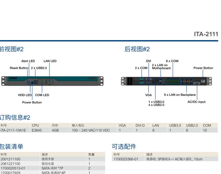 研華ITA-2111 英特爾?凌動(dòng)?E3845 1U無(wú)風(fēng)扇系統(tǒng)； 符合EN 50121-4的鐵路應(yīng)用