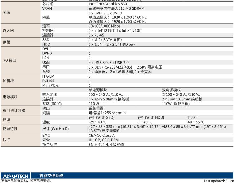 研華ITA-2231 英特爾?第六代酷睿?i處理器2U無風扇系統(tǒng)； 符合EN 50121-4的鐵路應(yīng)用
