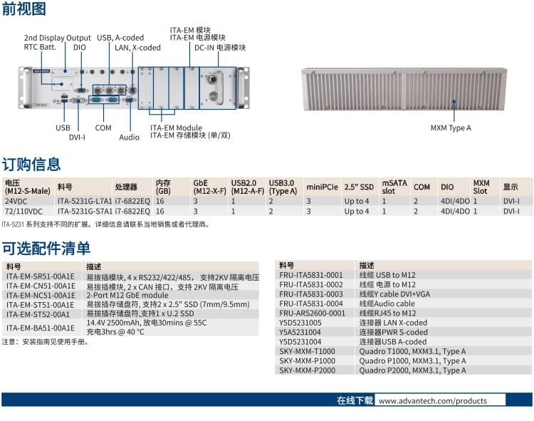 研華ITA-5231G Intel? 第6 代Core? i 處理器無風扇系統(tǒng)，EN 50155 鐵路應用