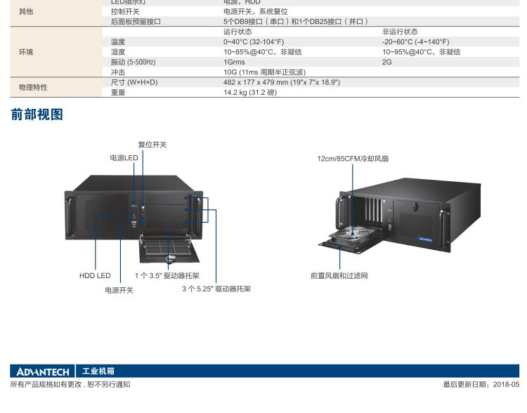 研華IPC-940 經(jīng)典款4U機架式機箱，帶前置風(fēng)扇