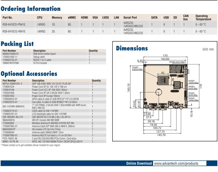 研華RSB-6410 基于NXP ARM Cortex-A9 i.MX6 Dual/Quad 的Mini-ITX工業(yè)主板， 支持Linux Yocto/Android