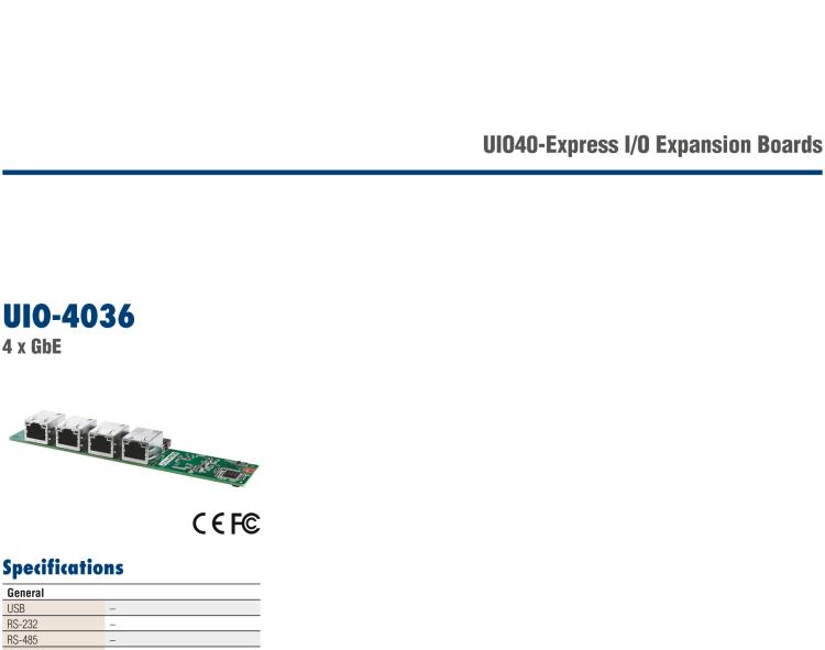 研華UIO-4036 UIO40-Express I/O 擴(kuò)展卡，支持 4 port GbE Ethernet Hub