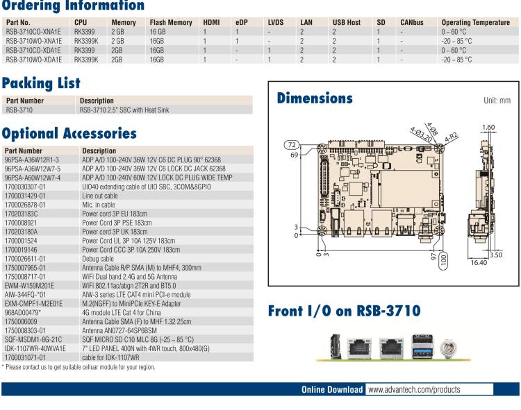 研華RSB-3710 Rockchip RK3399 Cortex-A72 2.5" 單板電腦，帶 UIO40-Express擴(kuò)展