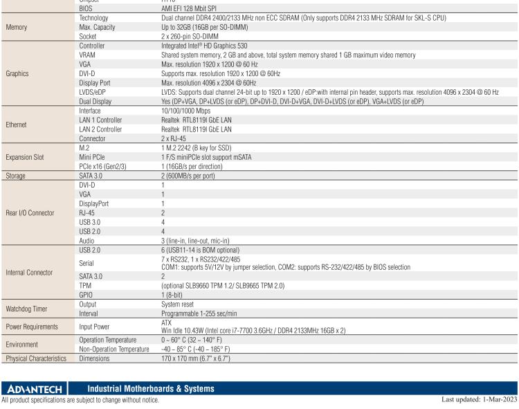 研華AIMB-205 適配Intel? 第6/7代 Core? i 處理器，搭載H110芯片組。高性價(jià)比，擁有豐富的擴(kuò)展接口，穩(wěn)定可靠。