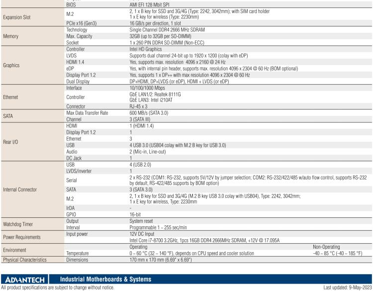 研華AIMB-286EF 適配Intel 第8/9代 Core i 處理器，搭載Intel H310芯片組。擁有1個(gè)PCIe x16插槽。超薄設(shè)計(jì)，接口豐富，是高端應(yīng)用中的高性價(jià)比方案。