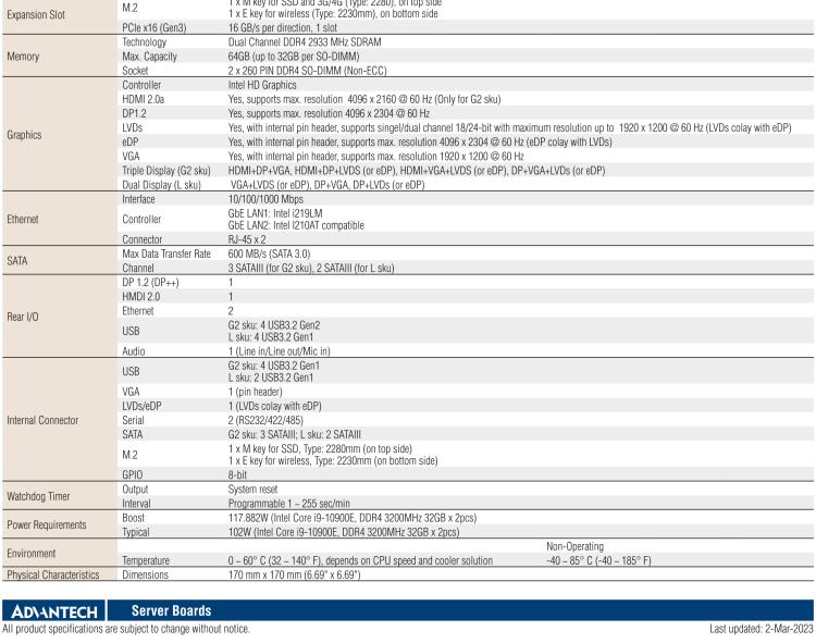研華AIMB-277 適配Intel? 第10代 Core? i 系列處理器，搭載Q470E芯片組。性能強(qiáng)勁，適用于高端應(yīng)用領(lǐng)域。