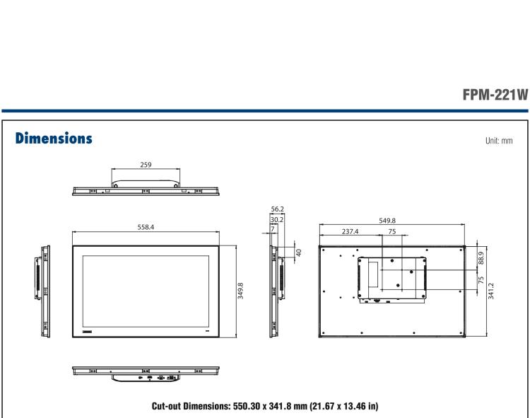 研華FPM-221W 21.5寸Full HD工業(yè)顯示器，支持多點(diǎn)觸控，支持HDMI端口