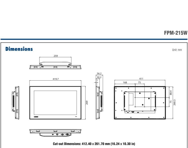 研華FPM-215W 15.6寸WXGA工業(yè)顯示器，支持多點(diǎn)觸控，支持 HDMI端口