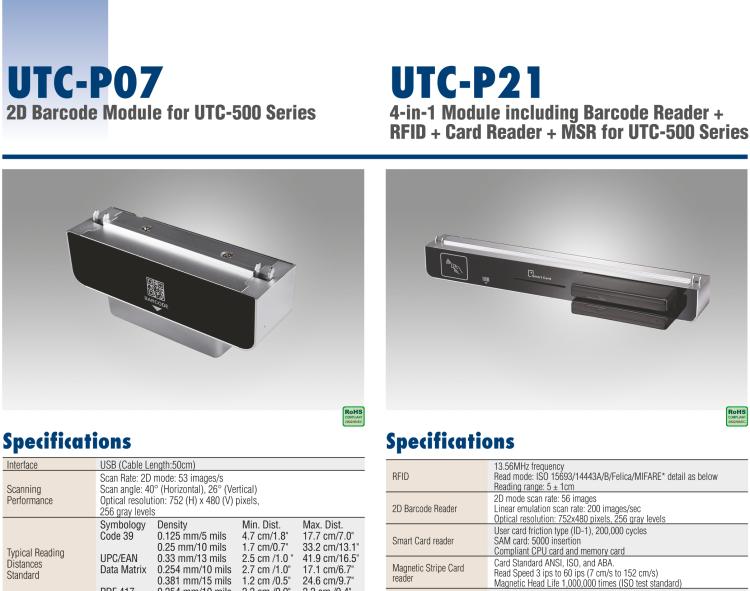 研華UTC-P02 磁條讀卡器，適用于 UTC-515/520/532 系列