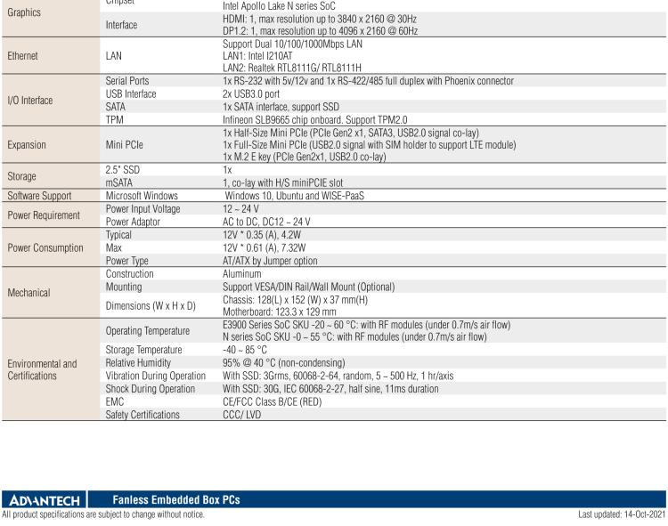 研華UTX-3117 低功耗，緊湊型，4G/WIFI/ BT/LoRa/NB IoT 物聯(lián)網(wǎng)邊緣智能網(wǎng)關