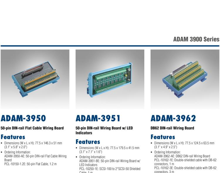 研華ADAM-3950 50芯扁平電纜接線端子，DIN導(dǎo)軌安裝