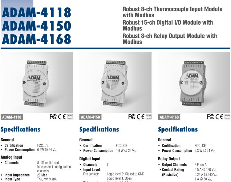 研華ADAM-4118 堅(jiān)固型8路熱電偶輸入模塊，帶Modbus