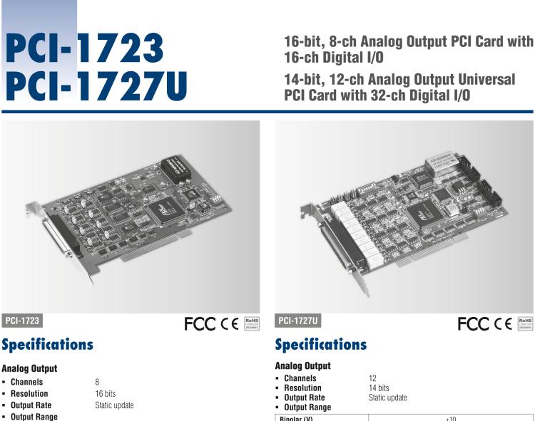 研華PCI-1727U 14位，12通道同步模擬輸出卡