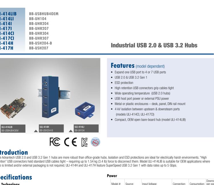 研華BB-USH207 ULI-417H 工業(yè)USB 3.0集線器，7端口，金屬外殼