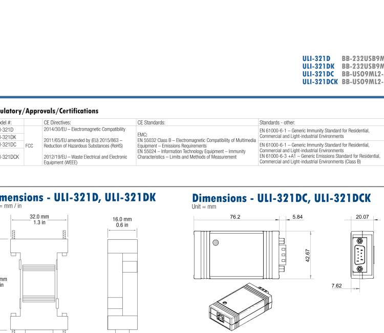 研華BB-232USB9M-LS ULI-321DK USB 2.0到RS-232轉(zhuǎn)換器，DB9公頭 端口號鎖定