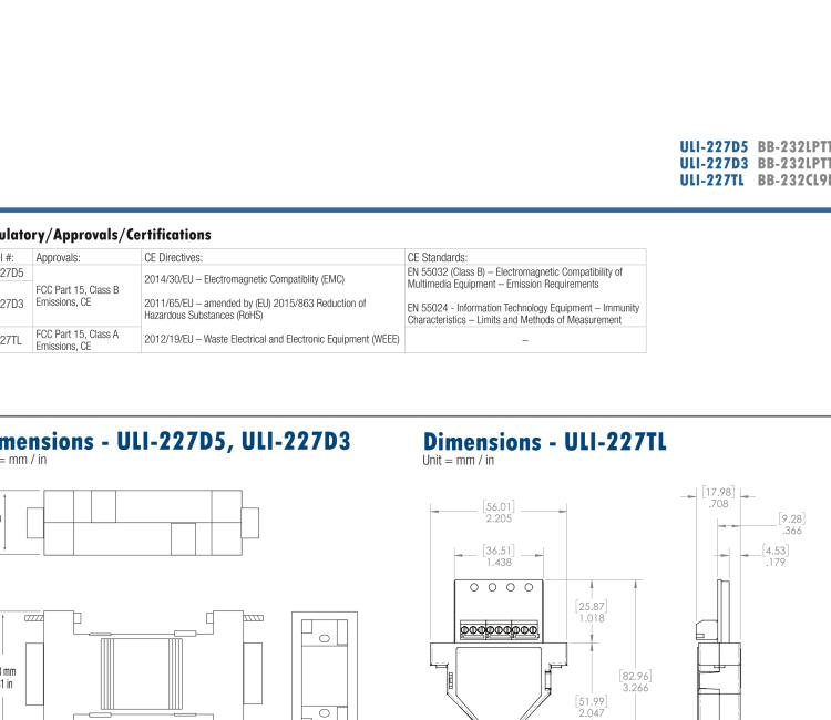研華BB-232LPTTL33 ULI-227D3 RS-232（DB9母頭）至3.3V TTL（DB9公頭）轉(zhuǎn)換器，端口供電