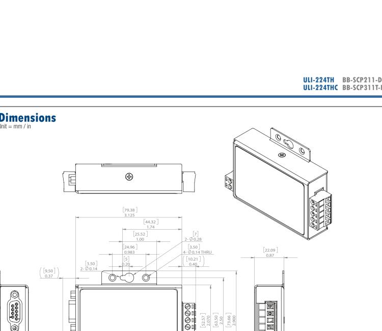 研華BB-485BAT3 ULI-224TB RS-232（DB9母頭至RS-422/485（接線端子）轉(zhuǎn)換器，電池供電