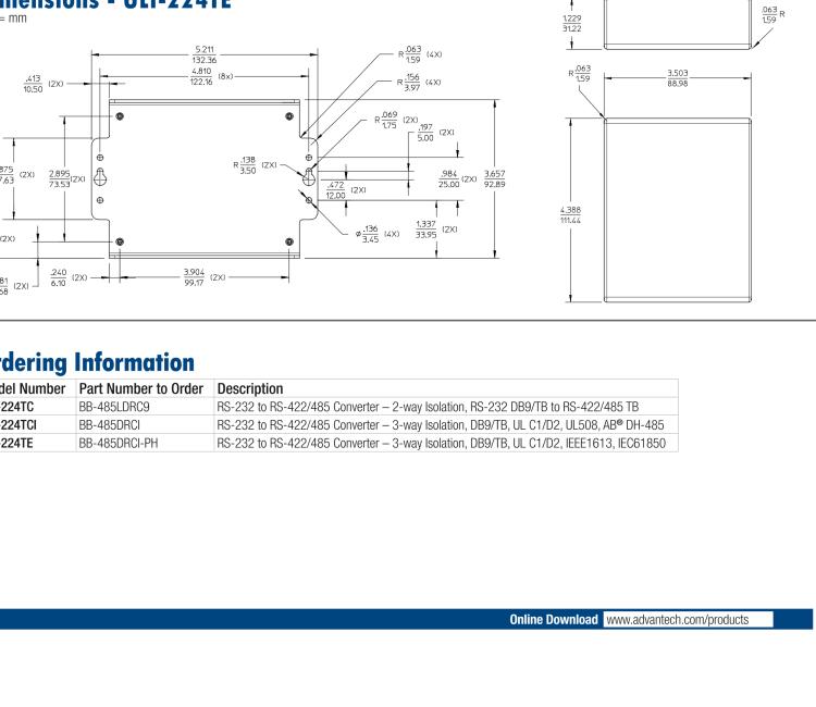 研華BB-485BAT3 ULI-224TB RS-232（DB9母頭至RS-422/485（接線端子）轉(zhuǎn)換器，電池供電
